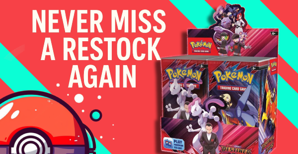 A collection of rare Pokémon cards with a Discord notification overlay, symbolizing the smart deal-finding tool